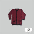 Buttoned Cardigan - Burgundy and Black
