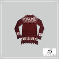 Brushed Flowers Sweater - Red and White