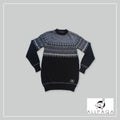 Two Tone Round Neck Sweater - Black and Gray