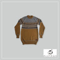 Two Tone Round Neck Sweater - Mustard and Gray