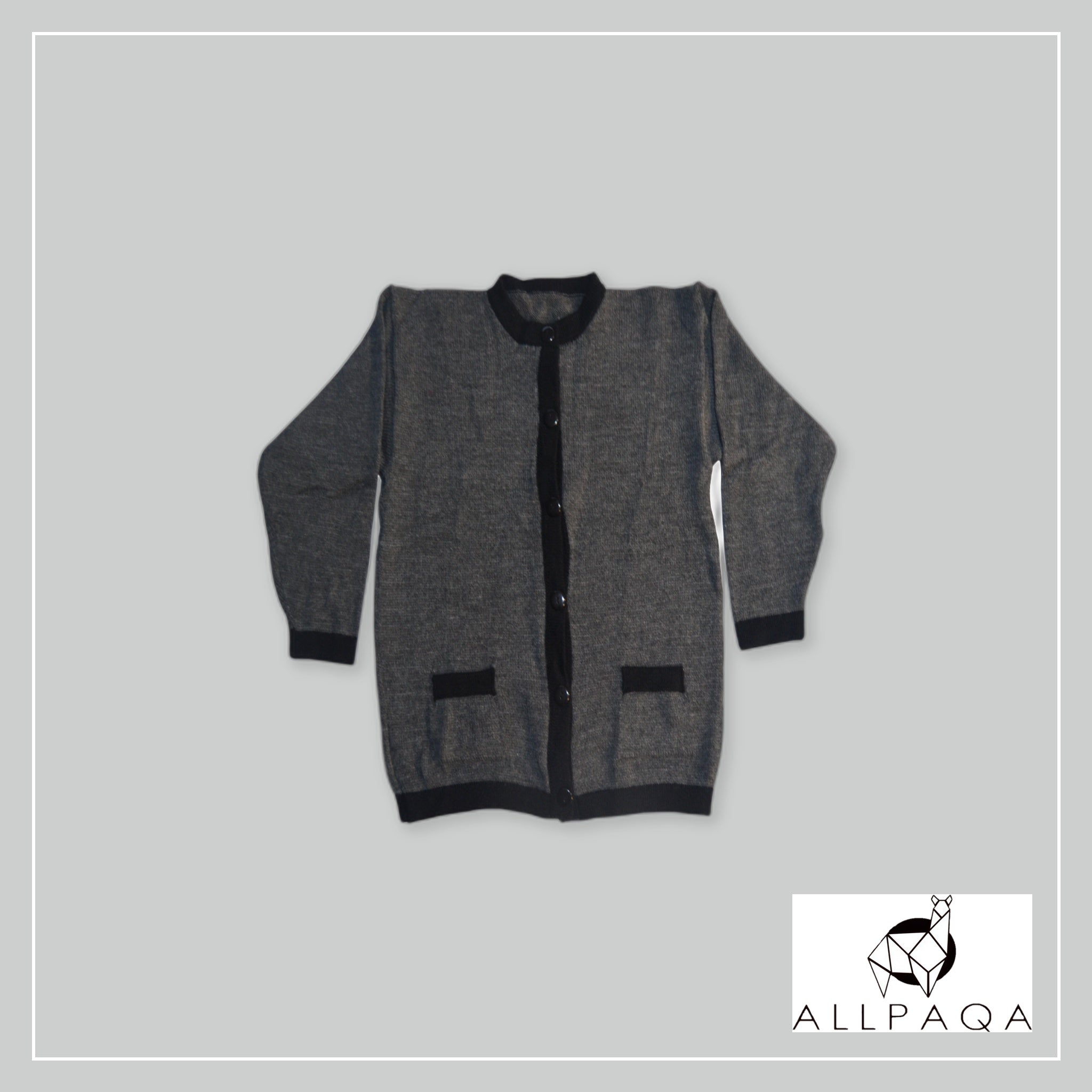 Buttoned Cardigan - Dark Gray and Black