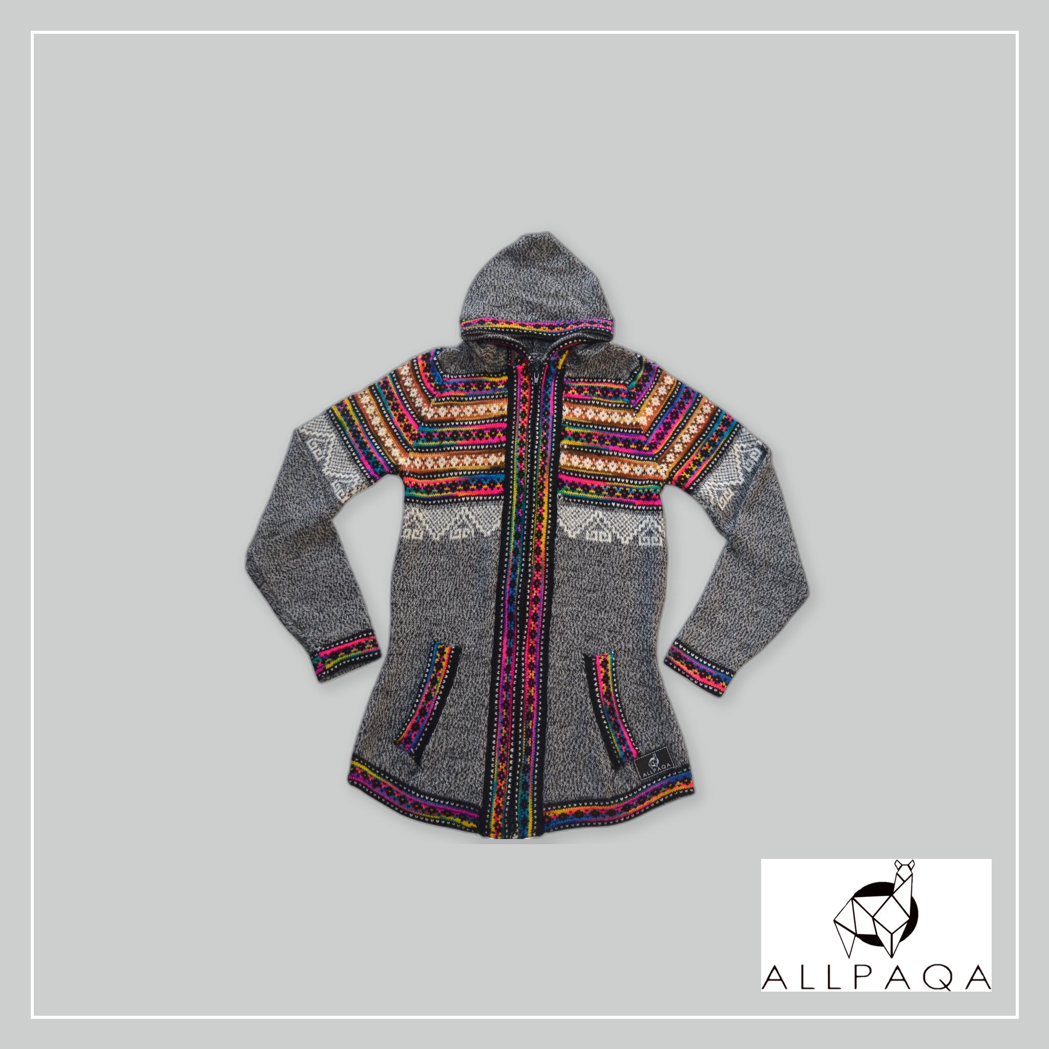 Zip-up Hoodie - Gray with colours