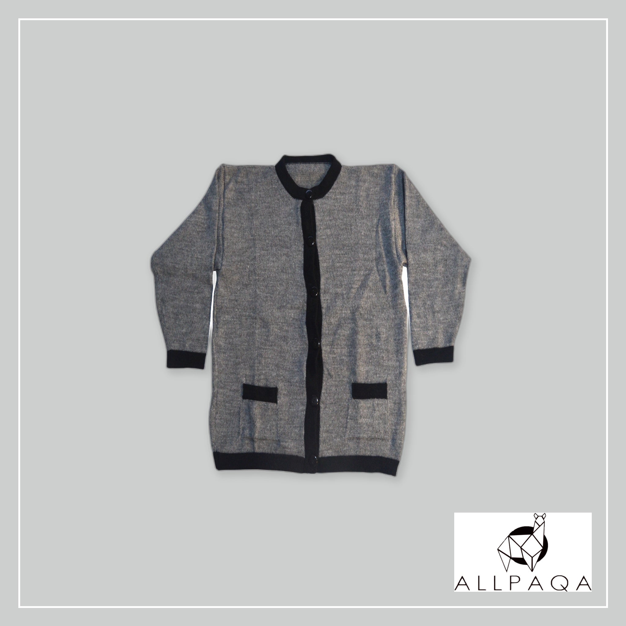 Buttoned Cardigan - Gray and Black