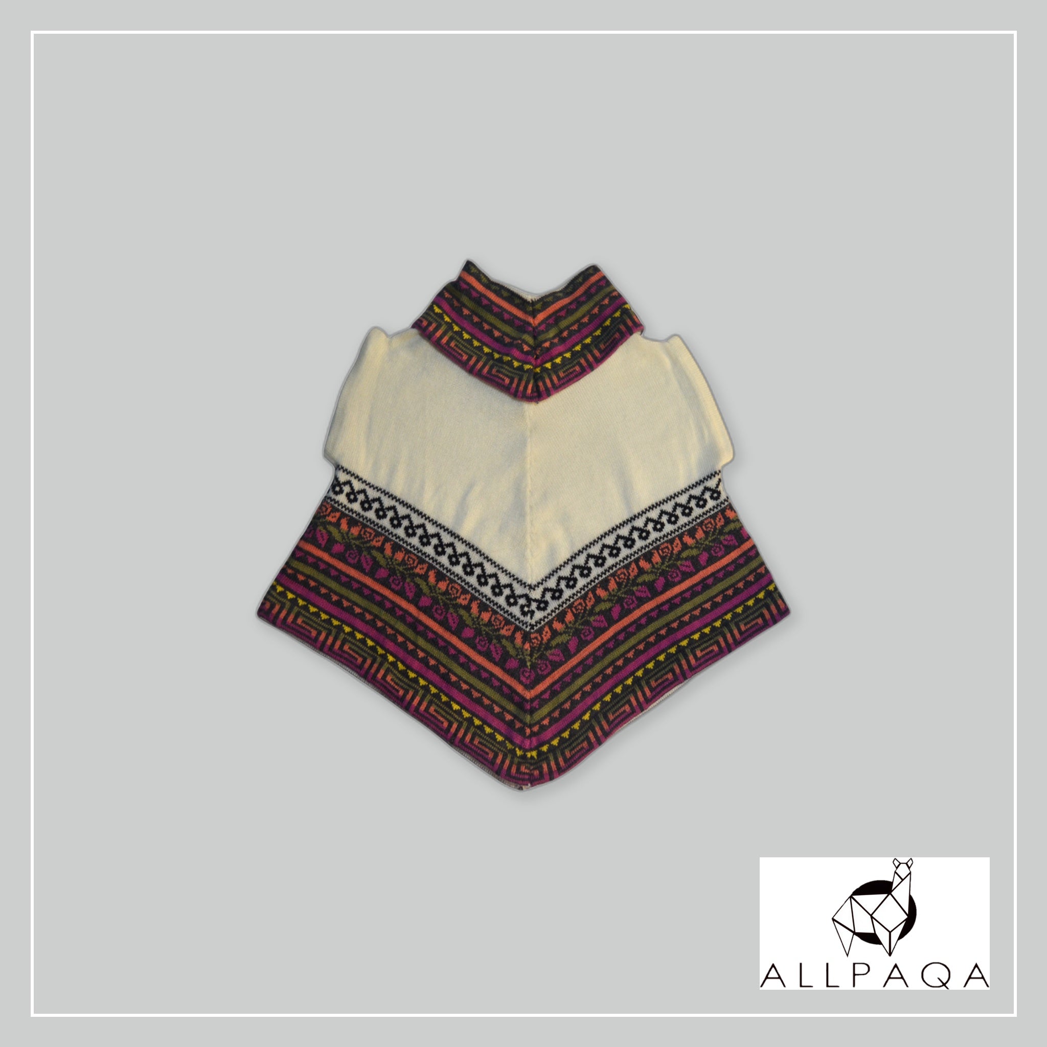 Poncho - Cream with colours