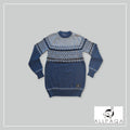 Two Tone Round Neck Sweater - Light Blue and Gray