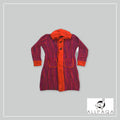 Hooded Long Cardigan - Pink Heathered and Orange