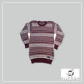 Two Tone Round Neck Sweater - Burgundy and White