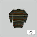 Two Tone Round Neck Sweater - Dark Green with colours