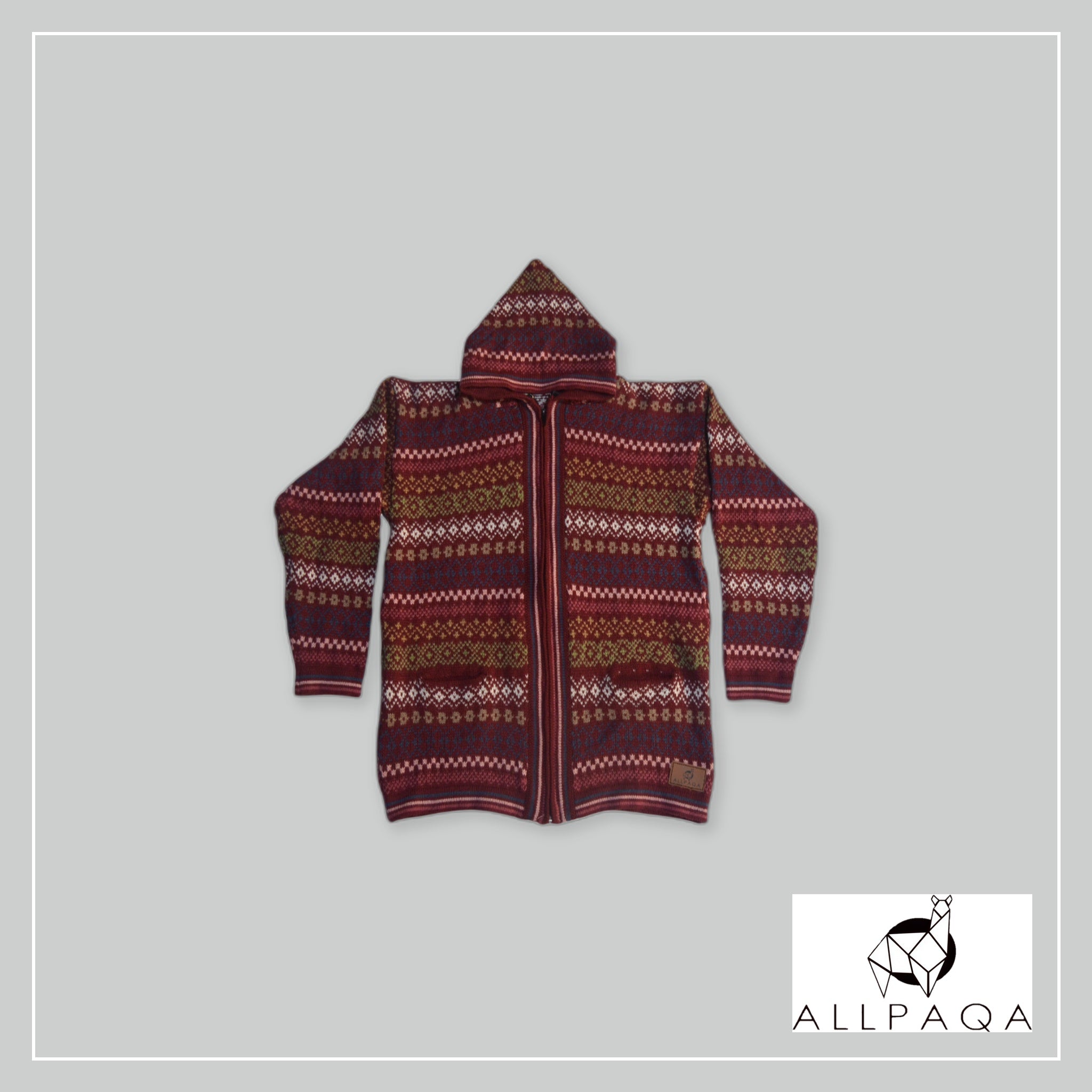 Zip-up Hoodie - Burgundy with colours