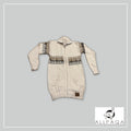 Zip-up Cardigan - Cream with Alpacas