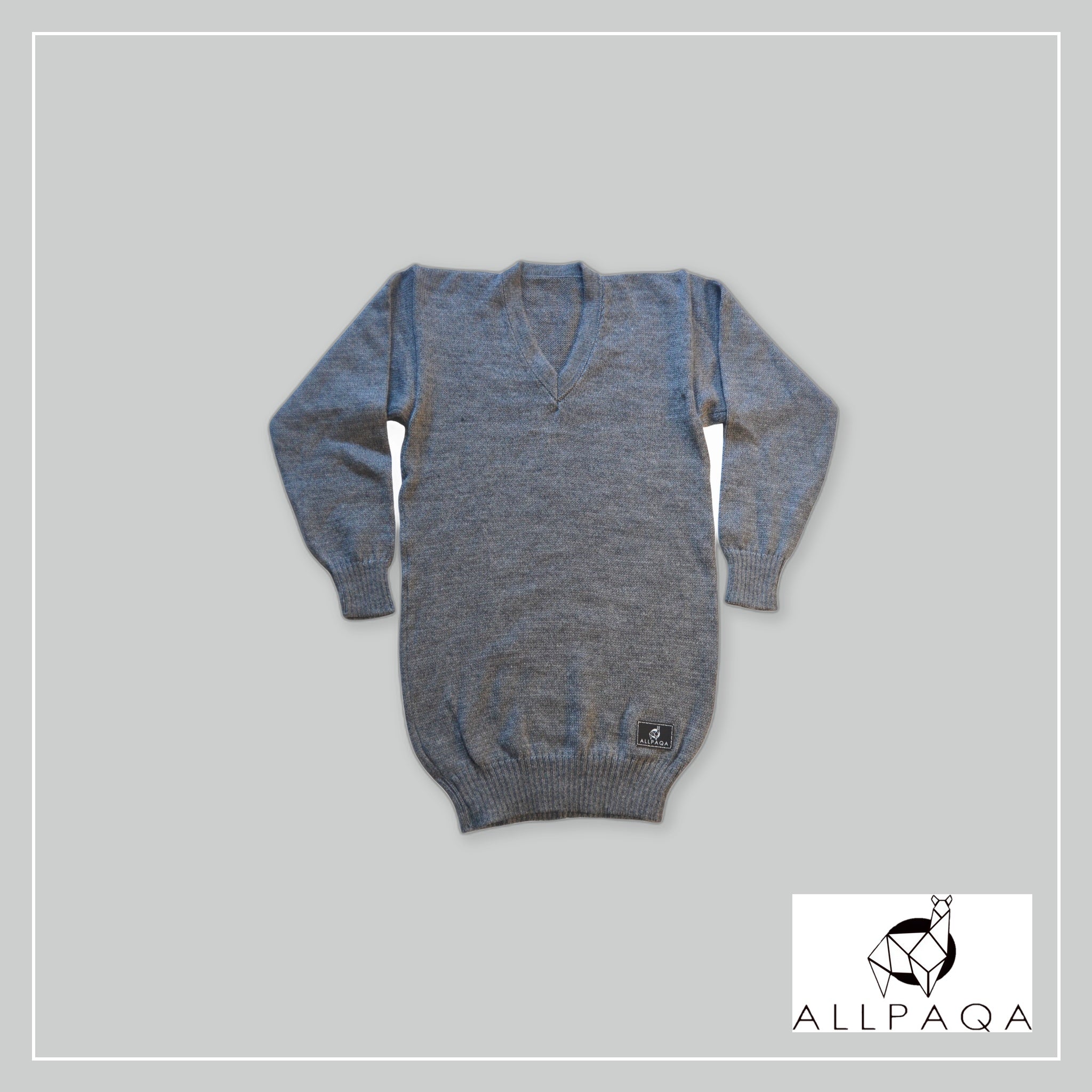 V Neck Sweater - Light Gray