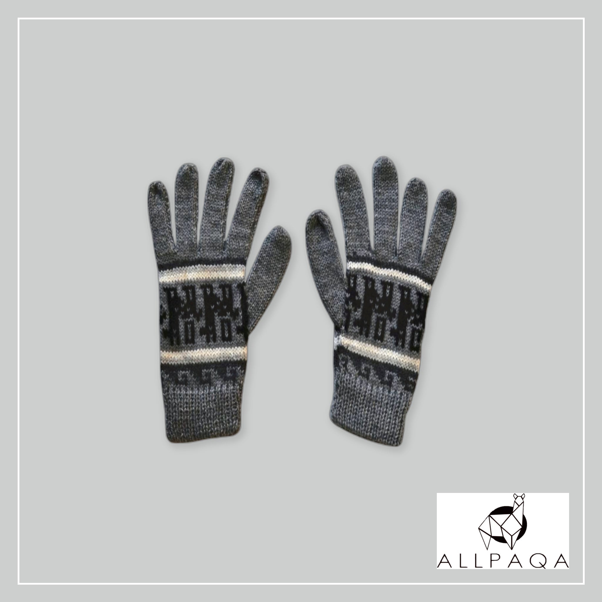 Glove with Alpacas - Gray
