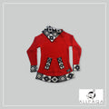 Andean Cross Neck Sweater with Pocket - Red