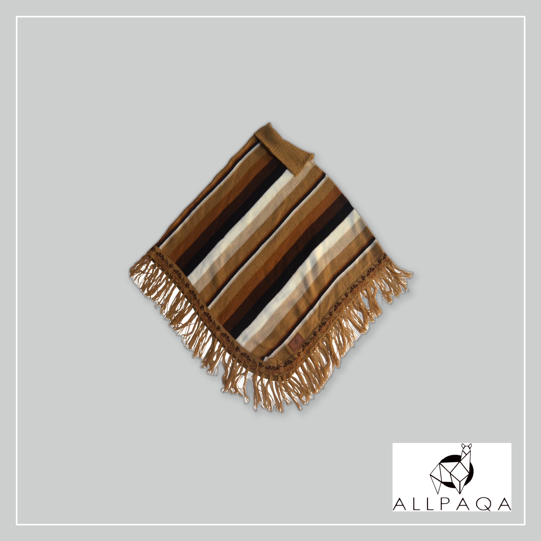 Striped Poncho - Brown Tones