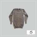 Heathered Round Neck Sweater - Light Brown and Gray