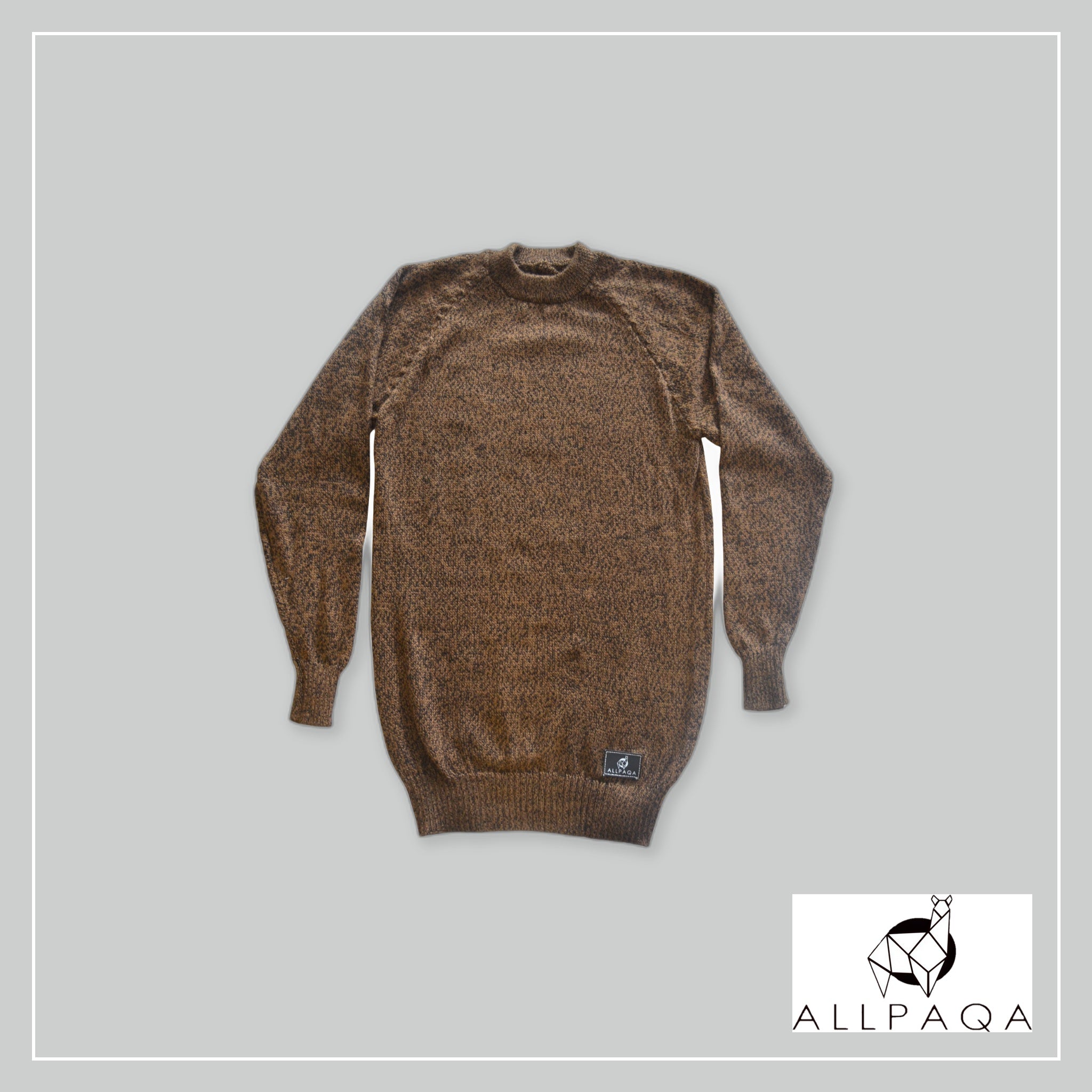 Heathered Round Neck Sweater - Dark Brown