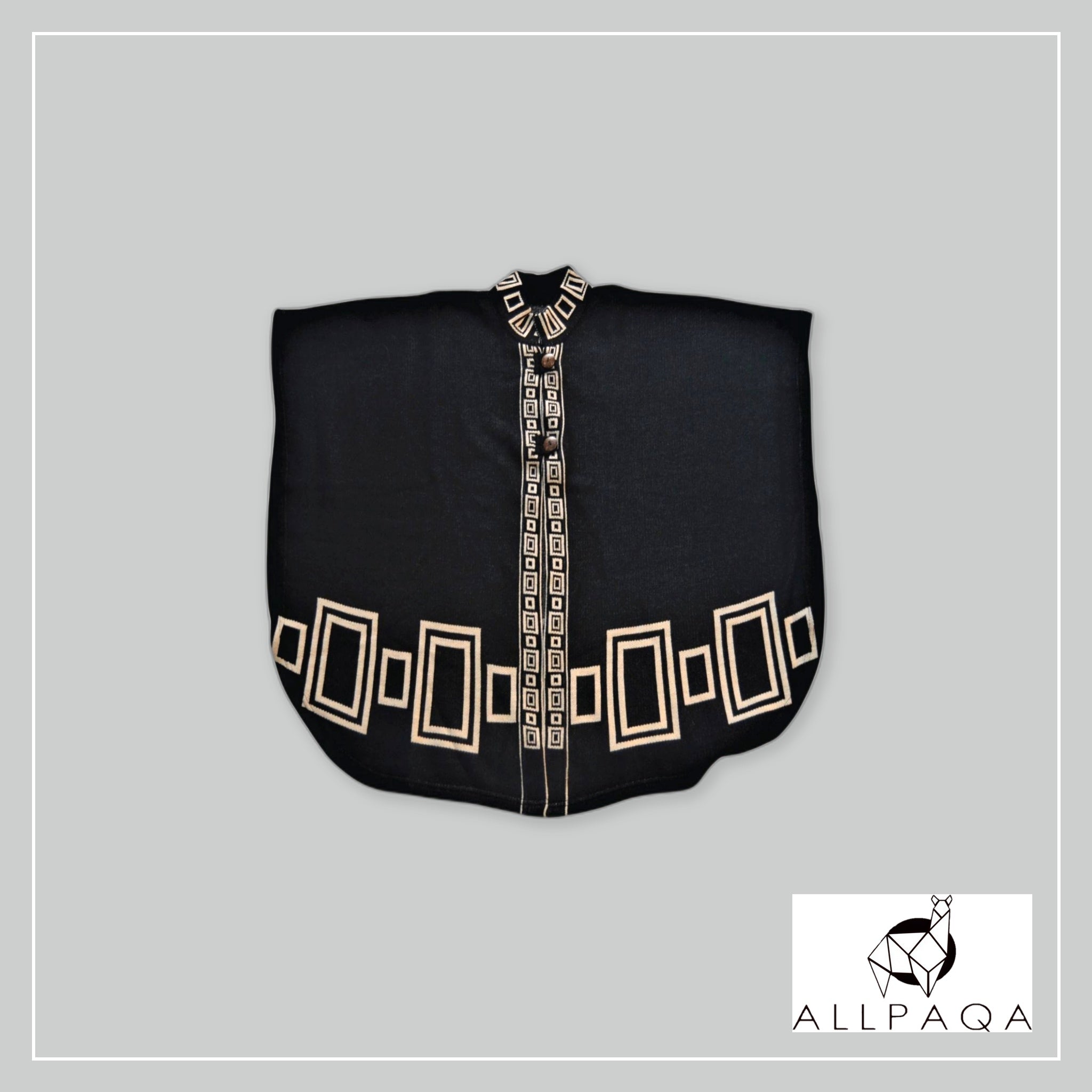 Poncho with Buttons - Black