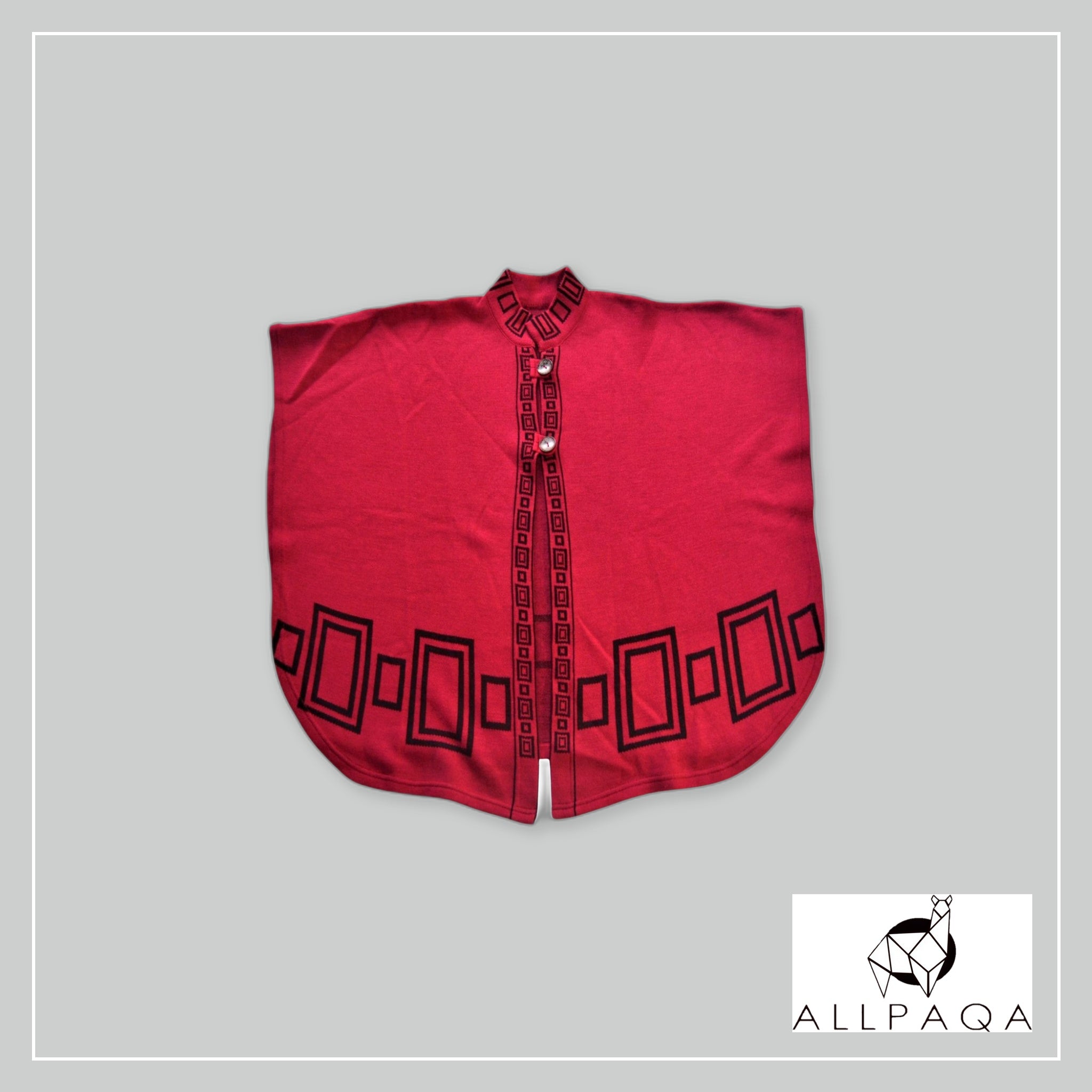 Poncho with Buttons - Deep Pink