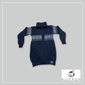 Zip-up Cardigan - Dark Blue with Alpacas