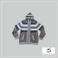 Zip-up Hoodie - Heathered Brown with Alpacas