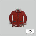 Buttoned Cardigan - Red Heathered with Black