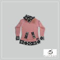 Andean Cross Neck Sweater with Pocket - Pink