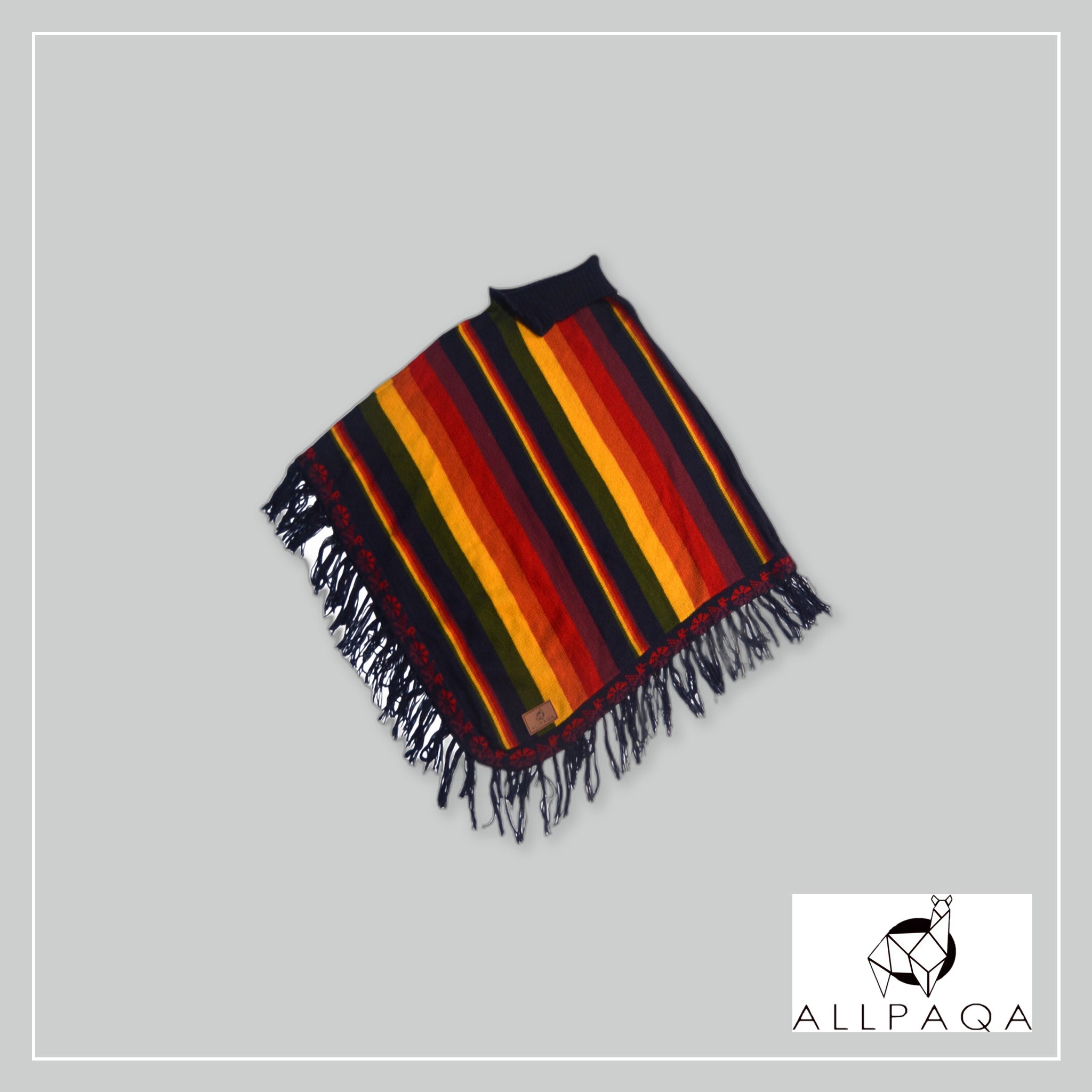 Striped Poncho - Rainbow