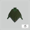 Poncho with Sleeves - Green with Black and Gray Squares
