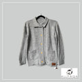 Handmade plain alpaca button-up cardigan in light grey