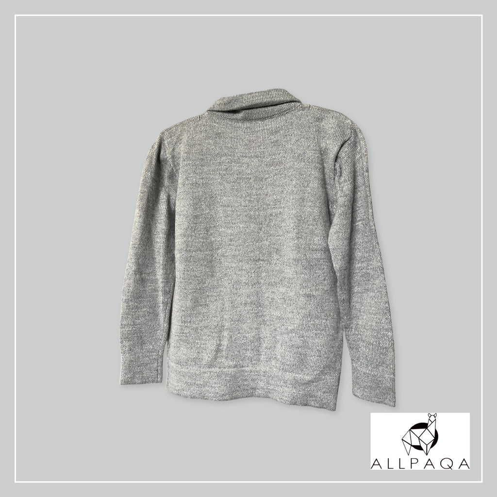 Handmade plain alpaca button-up cardigan in light grey
