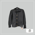 Handmade plain alpaca button-up cardigan in dark grey