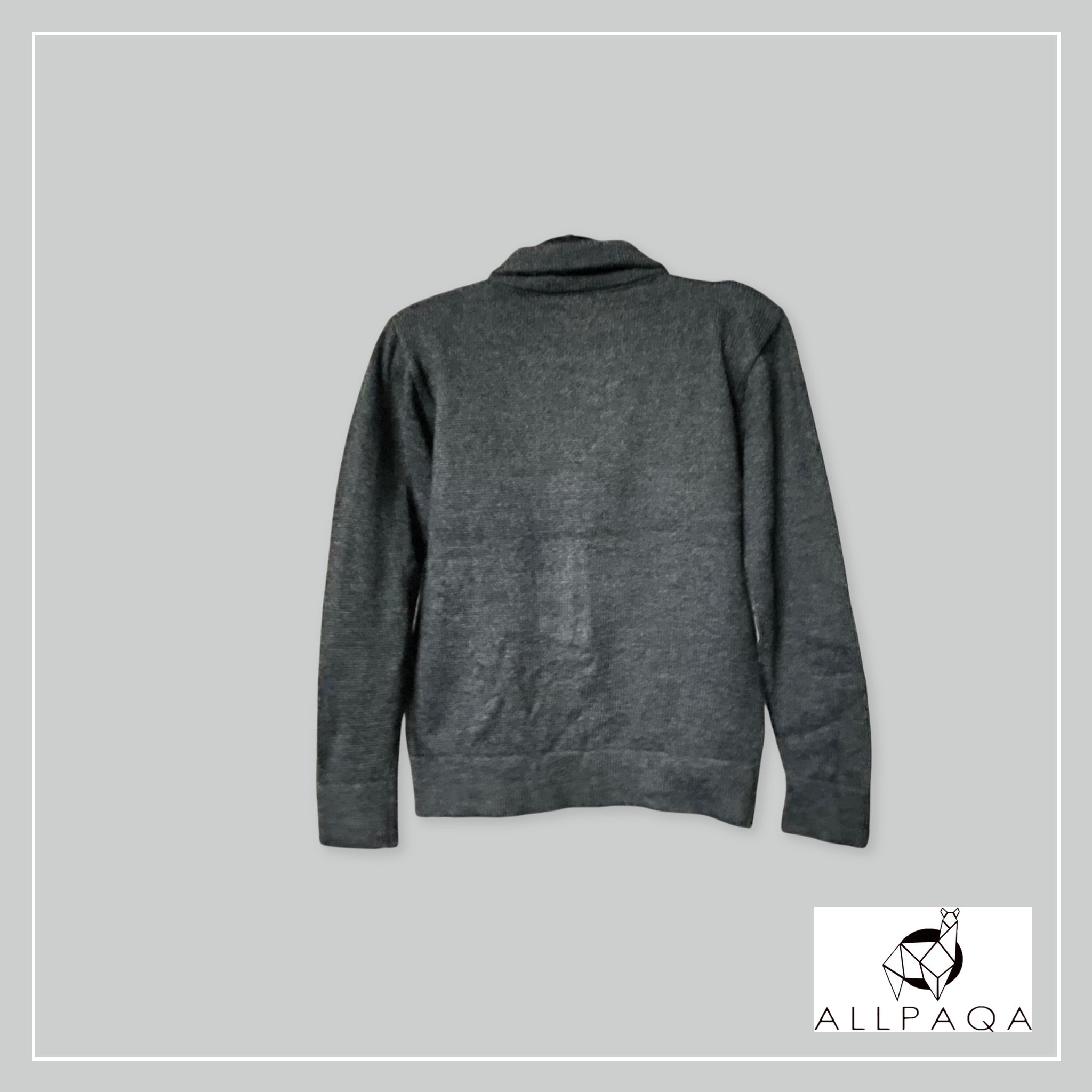 Handmade plain alpaca button-up cardigan in dark grey