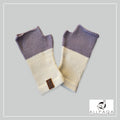 Handmade alpaca fingerless gloves in white and light purple