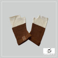 Handmade alpaca fingerless gloves in white and brown