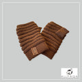 Handmade thicker alpaca fingerless gloves in brown