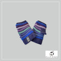 Handmade thicker alpaca fingerless gloves in blue with purple and green shades