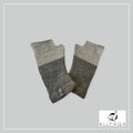 Handmade alpaca fingerless gloves in grey and light grey