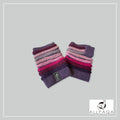 Handmade thicker alpaca fingerless gloves in purple with shades of pink