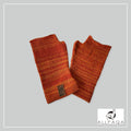Handmade alpaca fingerless gloves in orange and dark orange