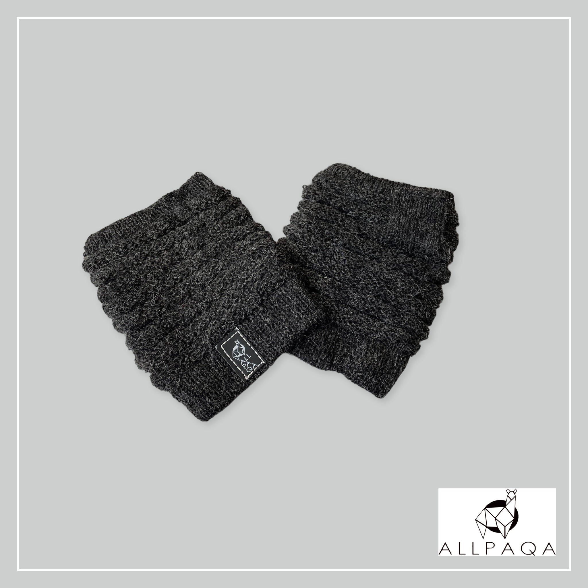 Handmade thicker alpaca fingerless gloves in dark grey