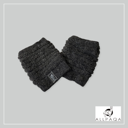 Handmade thicker alpaca fingerless gloves in dark grey