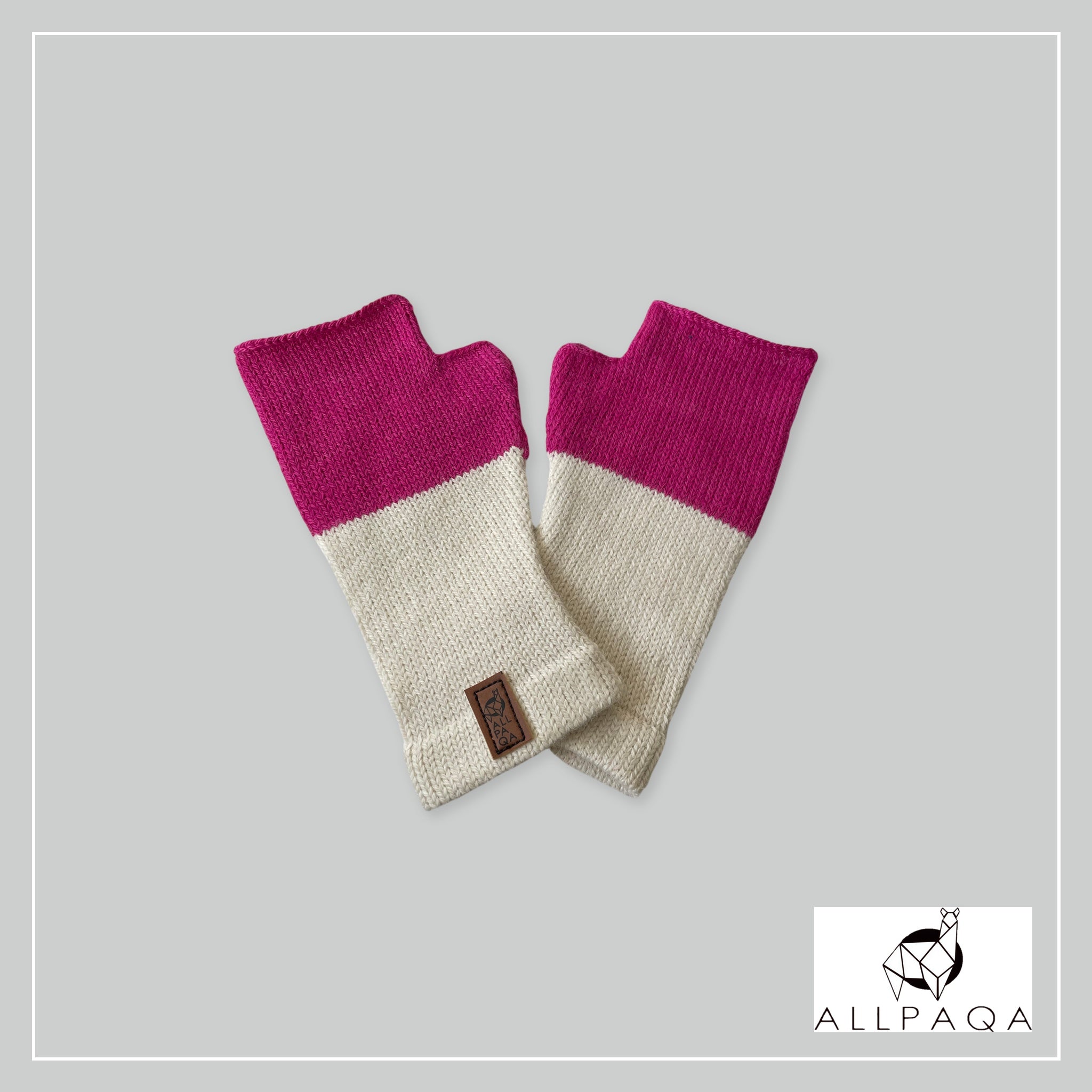 Handmade thicker alpaca fingerless gloves in brown with shades of brown