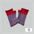 Handmade alpaca fingerless gloves in purple and deep pink