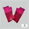 Handmade alpaca fingerless gloves in pink and deep pink