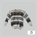 Handmade kids alpaca jersey in light grey with blue alpaca pattern