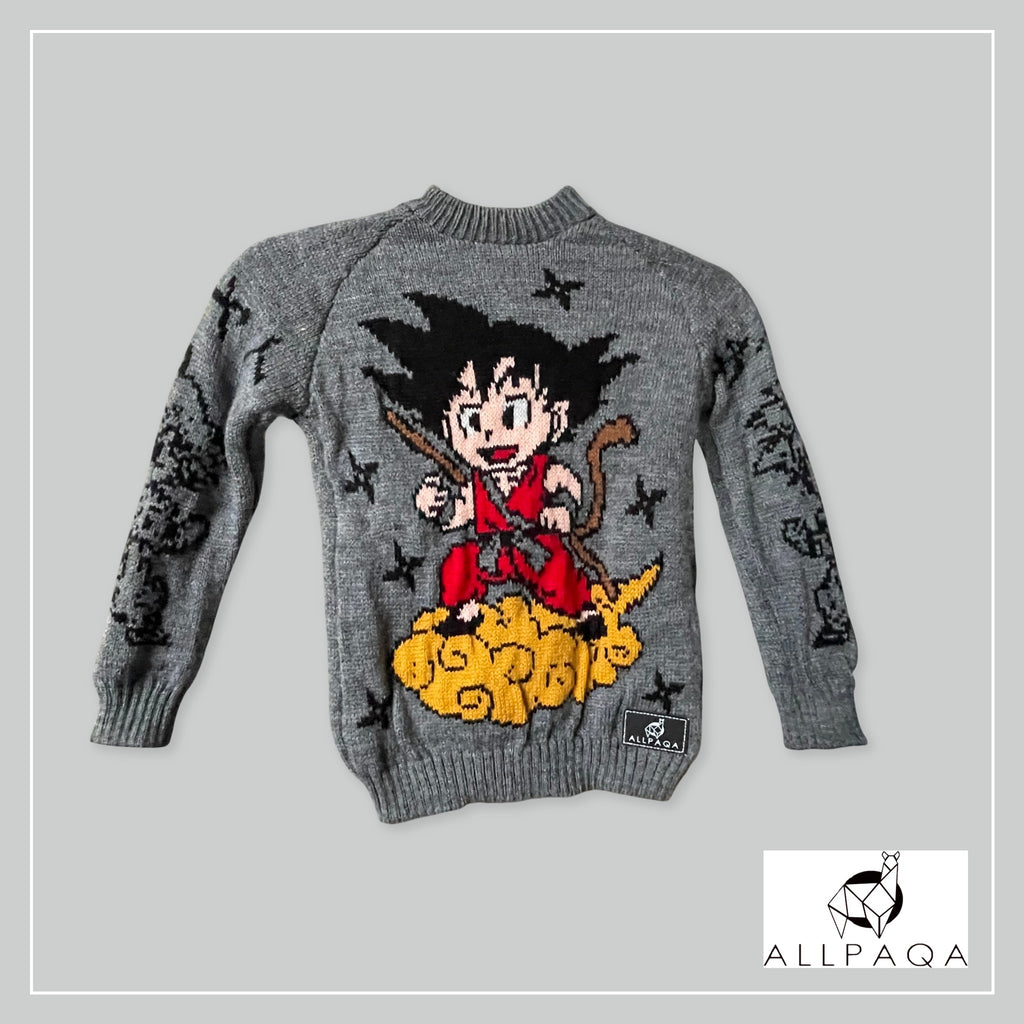 Handmade kids alpaca jersey with Dragon Ball Z image