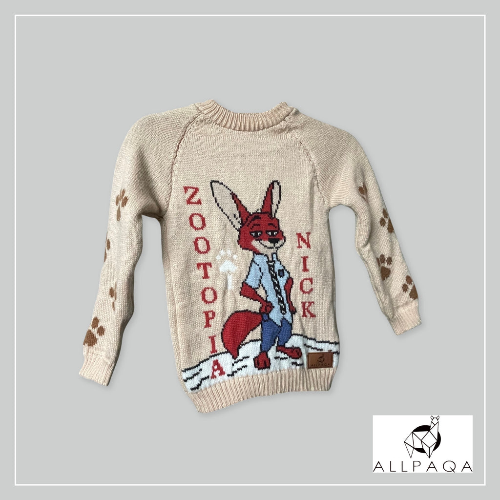 Handmade kids alpaca jersey with Zootopia image