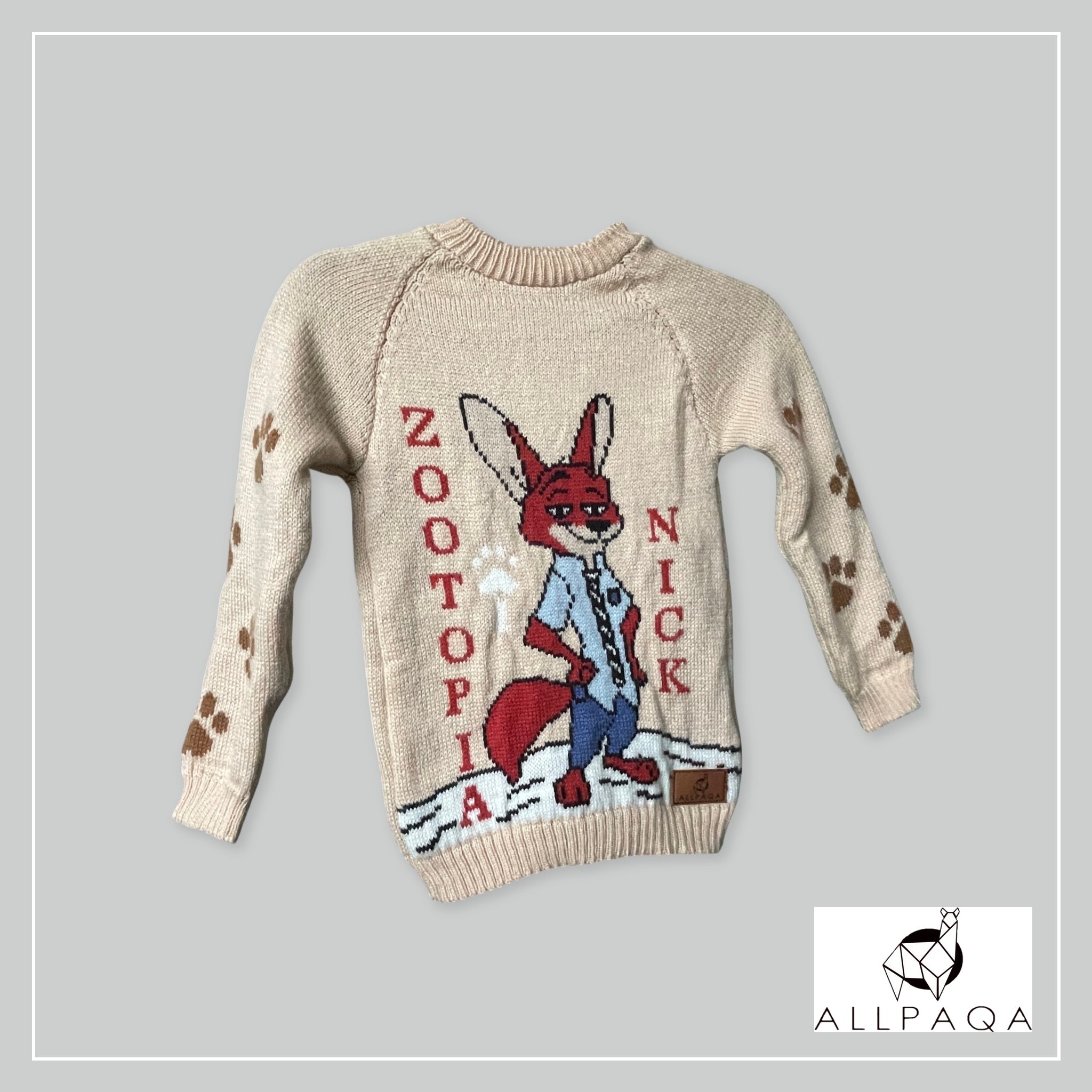 Handmade kids alpaca jersey with Zootopia image