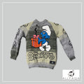 Handmade kids alpaca jersey with Smurfs image