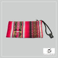 Handmade alpaca pencilcase in pink and white with brown pattern